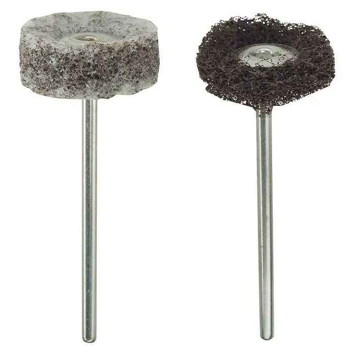 Proxxon Schleifbürste No 28282 - 20 mm, 2 Stk. - Schleifscheiben-Set: Zwei Polierwerkzeuge mit Metallstiel für präzises Arbeiten. Ideal für Schleif- und Polierarbeiten in Werkstätten und im Modellbau.