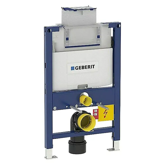 Geberit Duofix WC-Vorwandelement Omega 111.003.00.1 - 2-Mengen-Spülung, 17 x 50 x 82 cm - Bild eines Geberit Installationssystems für Hänge-WCs, das eine zuverlässige und effiziente Sanitärlösung bietet.\n