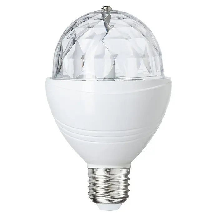 LED-Lampe Vintage Globe-Form E27 - E27, Nicht Dimmbar, Neutralweiß, 180 lm, 3 W - Ein weißes LED-Partylicht mit einer transparenten, facettierten Kuppel für einen Disco-ähnlichen Effekt.