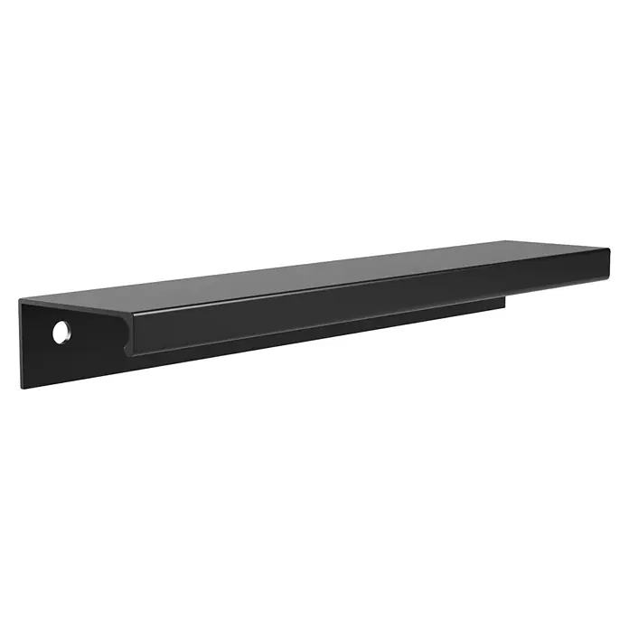 Held Möbel Küchenleerblock Bologna Typ 2 - 300 x 240 cm, Eiche, Ohne Elektrogeräte - Schwarzer Möbelgriff aus Metall mit einer Öffnung zur Befestigung. Ideal für moderne Möbeldesigns und als stilvolle Ergänzung.