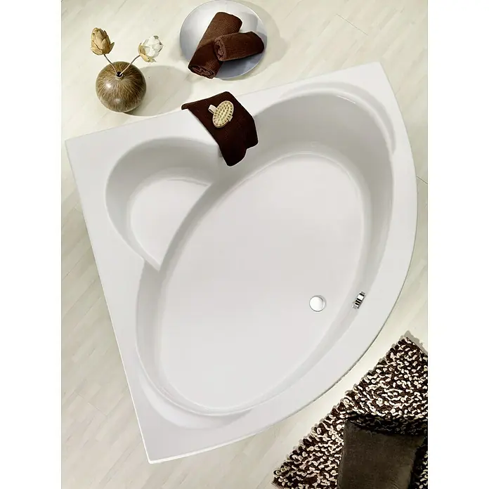 Ottofond Eckbadewanne Piräus - L x B: 151 x 151 cm, Sanitäracryl, Weiß - Ein modernes Eckbadewannen-Design, strahlend weiß und mit eleganten Armaturen, ideal für entspannende Bäder.