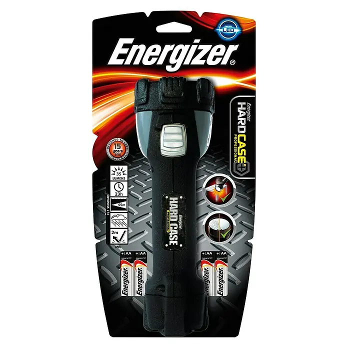 Energizer Linterna Hardcase - 295 x 150 x 85 mm, 35 lm - 400 lm, IPX4 - Linterna profesional Energizer Hard Case, duradera y fiable, perfecta para uso profesional.