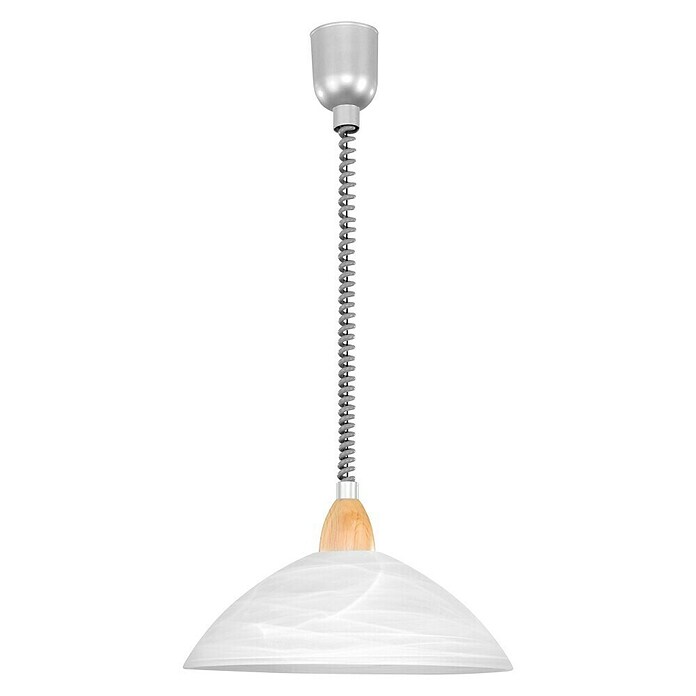 Eglo Okrogla viseča svetilka Lord 2 z leseno rozeto  (Premer: 360 mm, Višina: 110 cm, Bele barve, srebrne barve, nikelj mat barve, rjave barve) | 3015 - Pendelleuchte Wohnraum | CACA - Pendelleuchte Wohnraum | CAC - Indoorleuchten | CA - Beleuchtung | C - Elektro | BAUHAUS