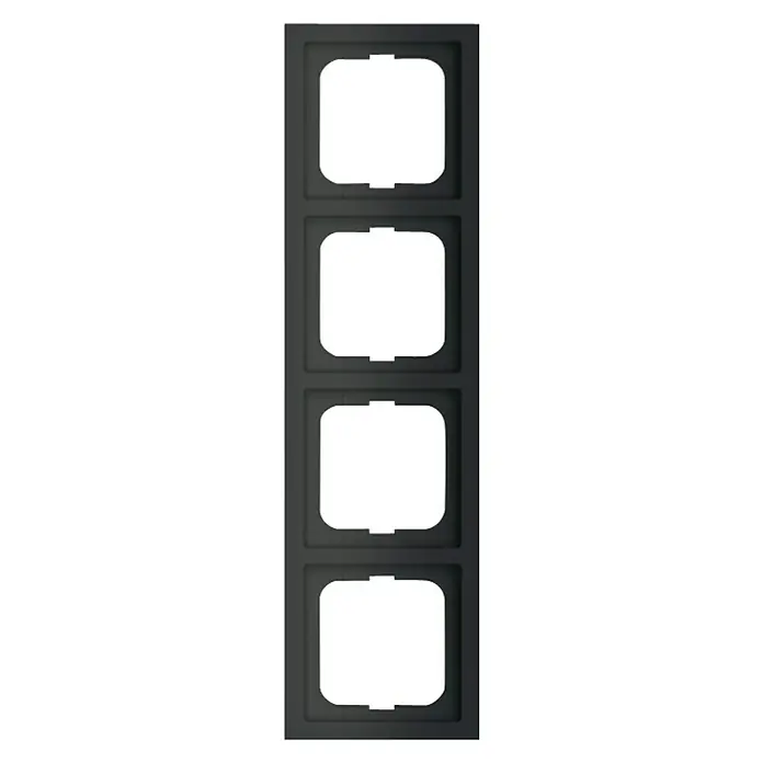 Busch-Jaeger Future Linear Abdeckrahmen 1724-885K - Schwarz matt, 4-fach, Kunststoff - Schwarzer Vierfach-Rahmen für Lichtschalter. Ideal für die Installation von mehreren Schaltern nebeneinander, modernes Design.
