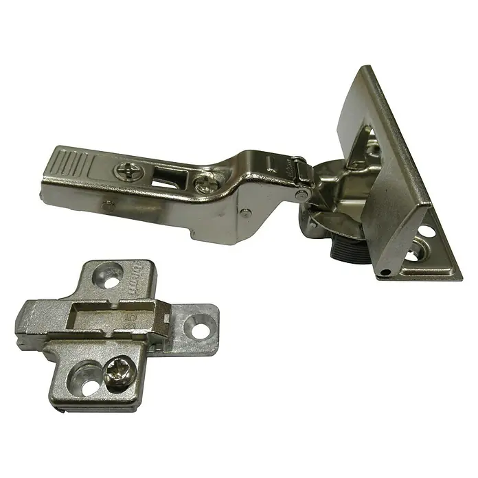 Stabilit Bisagra de cazoleta - Tope medio, Diámetro cazoleta: 35 mm, 95 ° - Una bisagra para muebles con placa de montaje, ideal para instalar puertas de armarios.