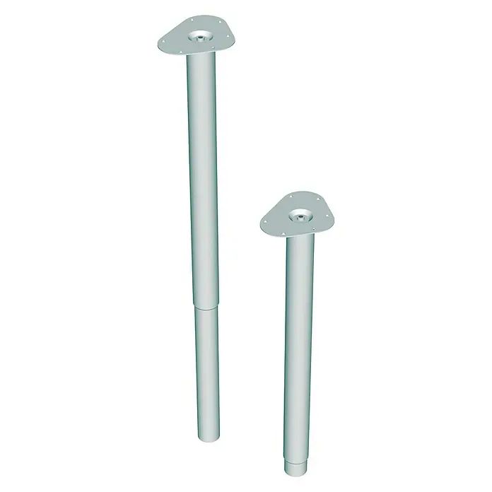 Element System Pata telescópica para muebles Expand - Diámetro: 5 cm, Ajuste de altura: 60 cm - 90 cm, Capacidad de carga: 75 kg, Acero, Cromo - Dos patas de mesa metálicas regulables en altura con placa de montaje triangular para un diseño de mesa robusto y flexible.