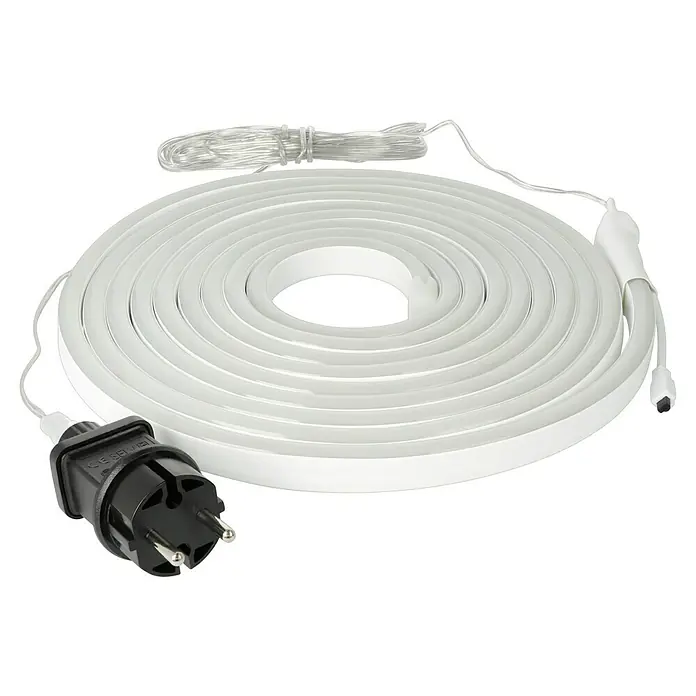 Starlux LED-Lichtschlauch - 5 m, 6 W, RGB - Eine LED-Lichterkette ist aufgerollt und mit einem Stecker versehen, ideal für stimmungsvolle Beleuchtung im Innenbereich.