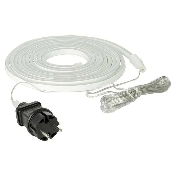 Starlux LED-Lichtschlauch - 5 m, 6 W, Warmweiß - Weißer LED-Lichtschlauch aufgerollt mit Stecker und Zuleitung. Ideal für dekorative Beleuchtung im Innen- und Außenbereich, energiesparend und flexibel.