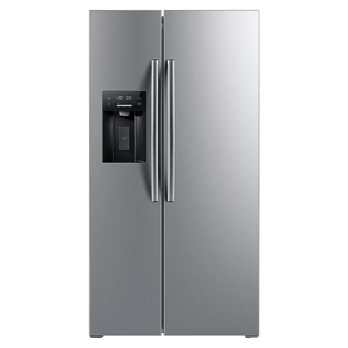 Wolkenstein Kühl-Gefrierkombination WSBS556NFICMEIX - Nutzinhalt Gesamt: 556 l, 76,6 x 91,1 x 178 cm, Inxo-Design - Edelstahl-Side-by-Side-Kühlschrank mit zwei Türen, integriertem Eis- und Wasserspender und Digitalanzeige.