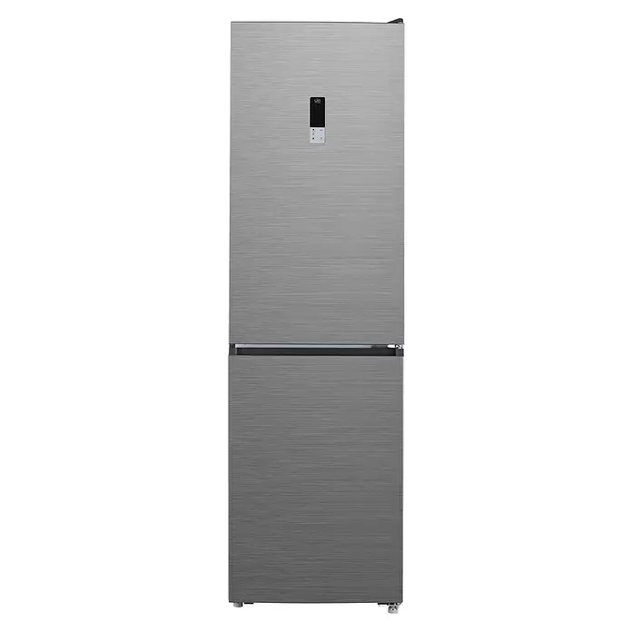 Wolkenstein Kühl-Gefrierkombination WKG456ENFDIX - Nutzinhalt Gesamt: 456 l, 68 x 59,5 x 201 cm, Inox-Design - Silberner Edelstahl-Kühlschrank mit Gefrierfach unten, gebürsteter Oberfläche und Digitalanzeige.