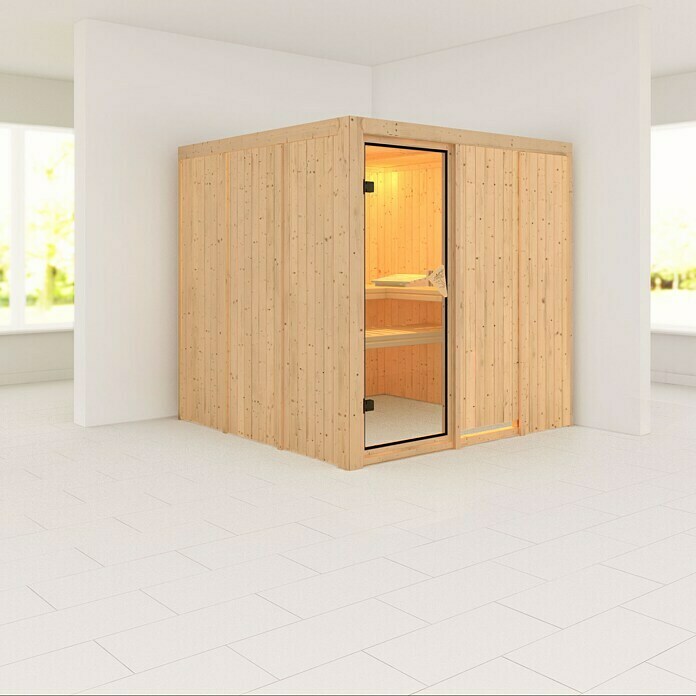 Karibu Elementsauna Rodin (Ohne Ofen, Ohne Dachkranz, L x B x H: 196 x 196 x 192 cm)