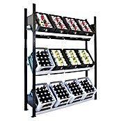 Getränkekistenregal für 12 Kisten (H x B x T: 180 x 130 x 30 cm, Stecken, Schwarz-Silber) | BAUHAUS