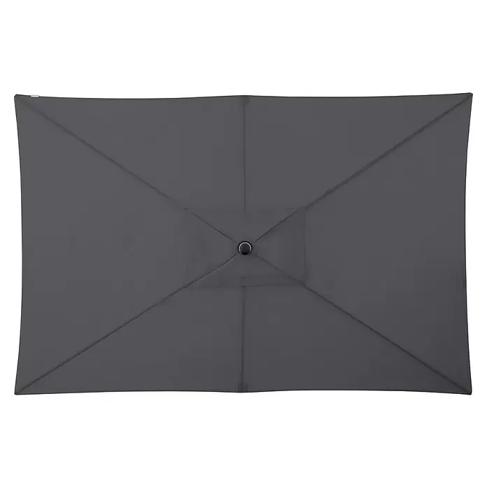 Doppler Marktschirm rund myZone Push Up - Anthrazit, Durchmesser Bespannung: 300 cm - Graues, rechteckiges Sonnenschirmdach mit zentraler Nabe.