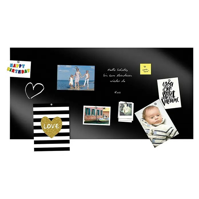 Magnetische Tafelfolie - Schwarz, 50 x 50 cm, Inkl. 3 Magnete und 3 Stück Kreide - Magnettafel mit bunten Botschaften und Fotos, ideal für Küche oder Büro, um Notizen und Erinnerungen stilvoll festzuhalten.