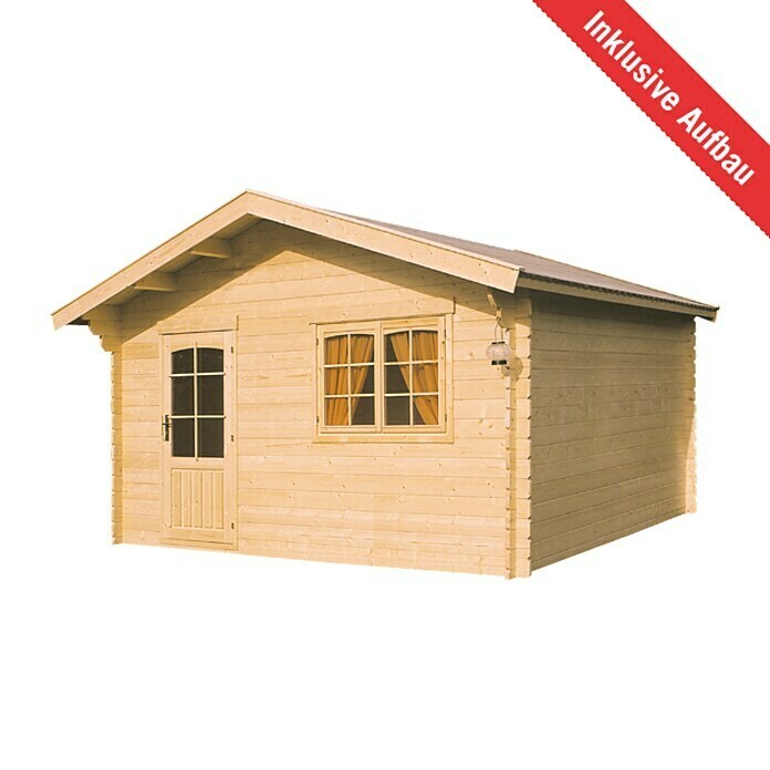 Kiehnholz Vrtna hiška Pekkala  (Zunanje dimenzije vključno s strešnim previsom (Š x G): 455 x 453 cm, Debelina stene: 28 mm, Les, Rjava) | 7435 - Blockbohlenhäuser | IAGD - Gartenhäuser | IAG - Außenbereichsausstattung | IA - Gartenhartware | I - Stadtgarten | BAUHAUS