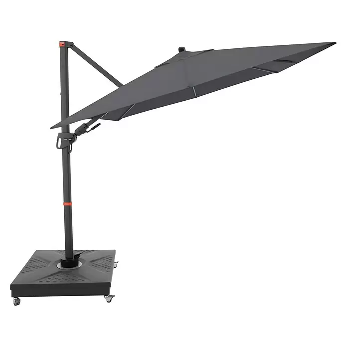 Doppler Ampelschirm myZone AX - Anthrazit, Bespannungsmaß (L x B): 210 x 210 cm - Dunkelgrauer Ampelschirm mit verstellbarem Arm und Rollfuß.