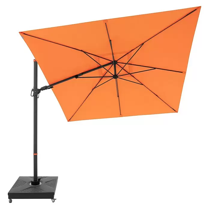 Doppler Ampelschirm myZone AX - Orange, Bespannungsmaß (L x B): 280 x 280 cm - Oranger quadratischer Ampelschirm mit seitlichem Mast und Rollfuß.
