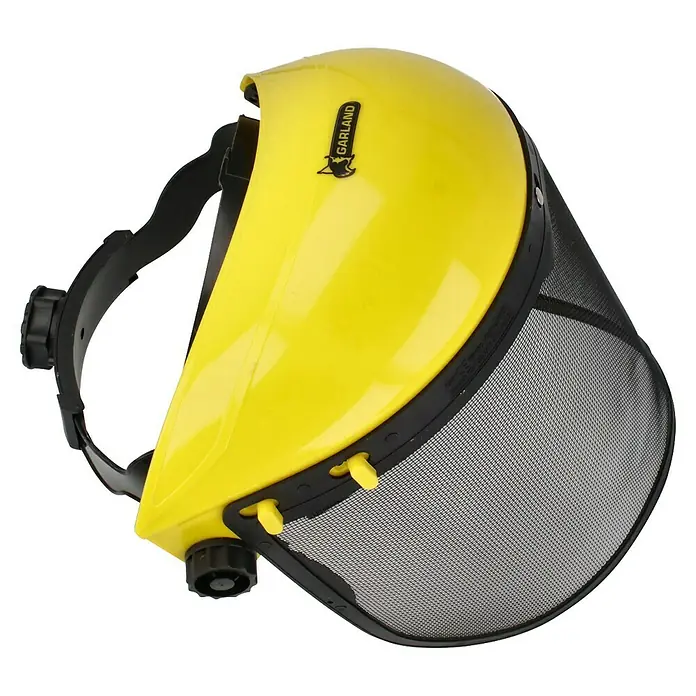 Garland Pantalla protectora - Metal - Protector facial amarillo de Garland con visera de malla negra y diadema ajustable para una protección óptima en el trabajo.