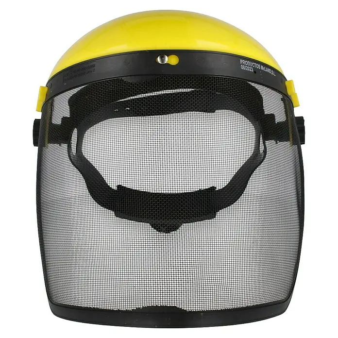 Garland Pantalla protectora - Metal - Casco protector amarillo con visera de malla. Protección óptima para jardinería y manualidades.