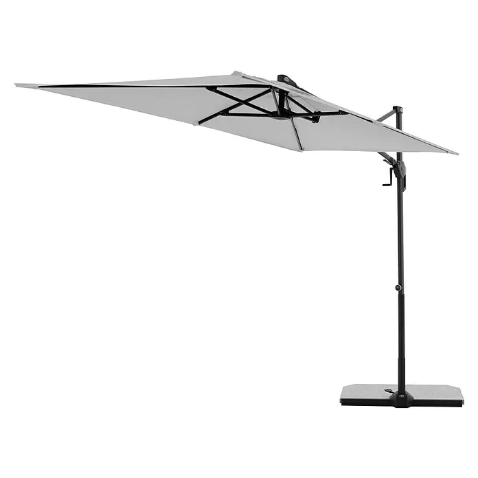 Doppler Active Ampelschirm Side City - Hellgrau, Bespannungsmaß (L x B): 240 x 135 cm - Weißer Ampelschirm mit schwarzem Mast und Standfuß für den Außenbereich.