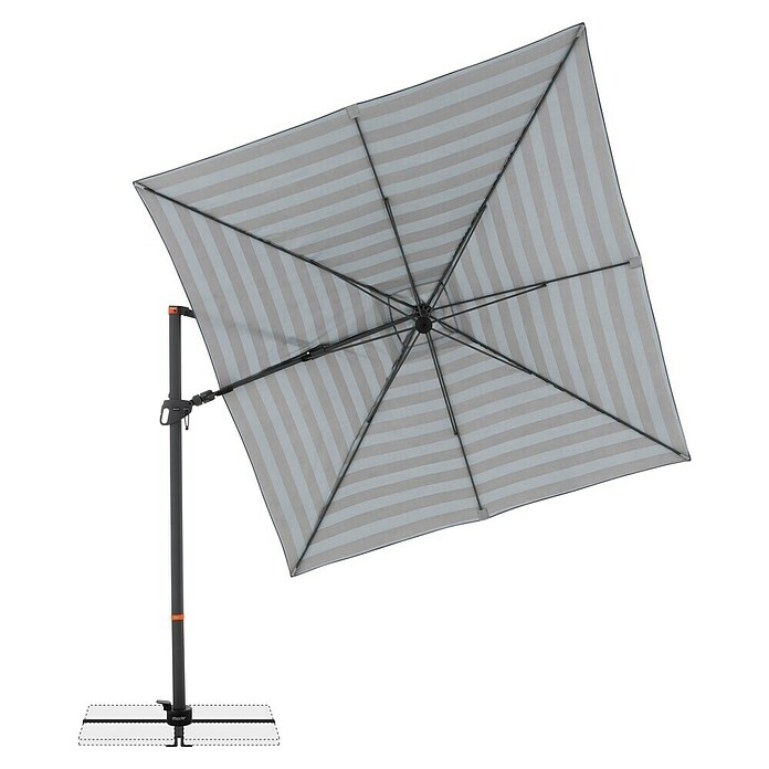 Doppler Ampelschirm myZone AX (Blockstreifen Anthrazit, Bespannungsmaß (L x B): 280 x 280 cm) | BAUHAUS