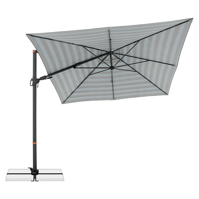 Doppler Ampelschirm myZone AX (Blockstreifen Anthrazit, Bespannungsmaß (L x B): 280 x 280 cm) | BAUHAUS