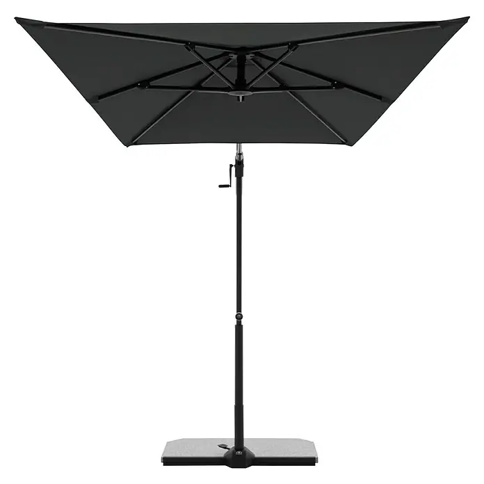 Doppler Active Ampelschirm Side City - Anthrazit, Bespannungsmaß (L x B): 240 x 135 cm - Darstellung eines eleganten, quadratischen Sonnenschirms mit solidem Standfuß, ideal für sonnige Tage im Freien.