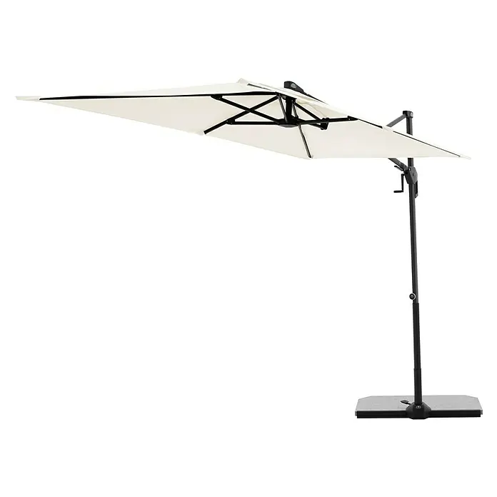 Doppler Active Ampelschirm Side City - Natur, Bespannungsmaß (L x B): 240 x 135 cm - Freischirm mit schwarzem Gestell und quadratischem, beigefarbenem Schirm für den Außenbereich, ideal für Garten oder Terrasse.