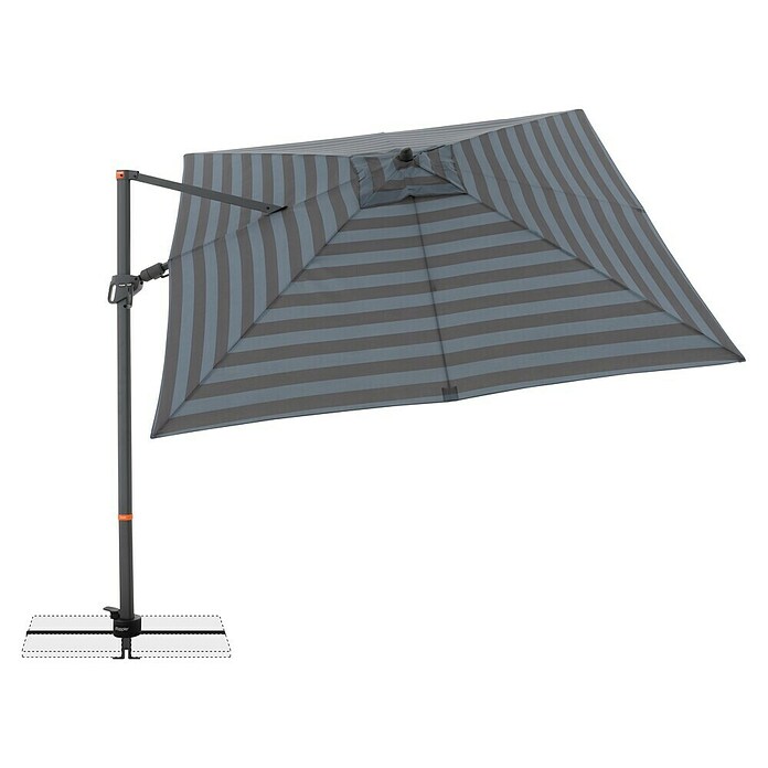 Doppler Ampelschirm myZone AX (Blockstreifen Anthrazit, Bespannungsmaß (L x B): 280 x 280 cm) | BAUHAUS