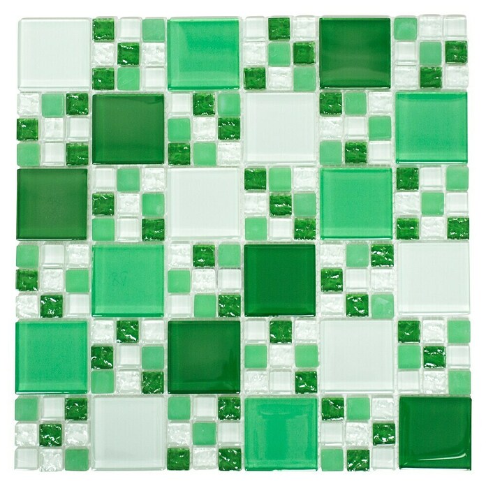 Mosaikfliese Crystal Mix XCM 8570 (30 x 30 cm, Grün, Glänzend)