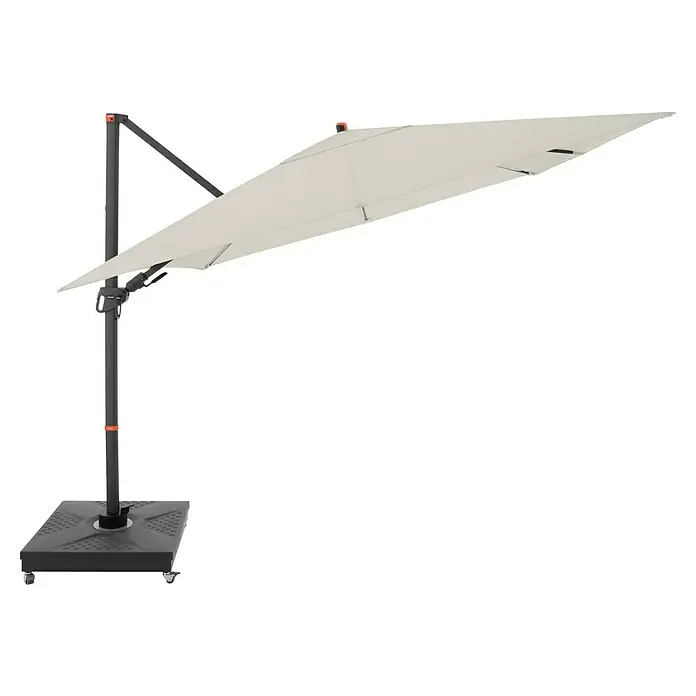 Doppler Ampelschirm myZone AX - Natur, Bespannungsmaß (L x B): 280 x 280 cm - Grauer Ampelschirm mit robustem Standfuß, ideal für Garten und Terrasse, bietet zuverlässigen Sonnenschutz und stilvolles Design.