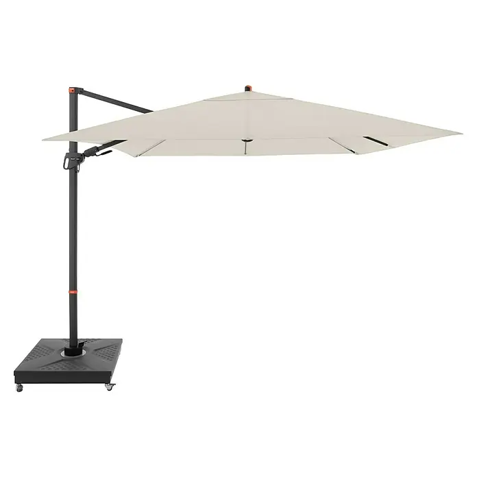 Doppler Ampelschirm myZone AX - Natur, Bespannungsmaß (L x B): 280 x 280 cm - Der rechteckige Ampelschirm spendet Schatten und ist durch seinen Sockel mit Rollen leicht zu bewegen. Praktisch für Garten oder Terrasse.