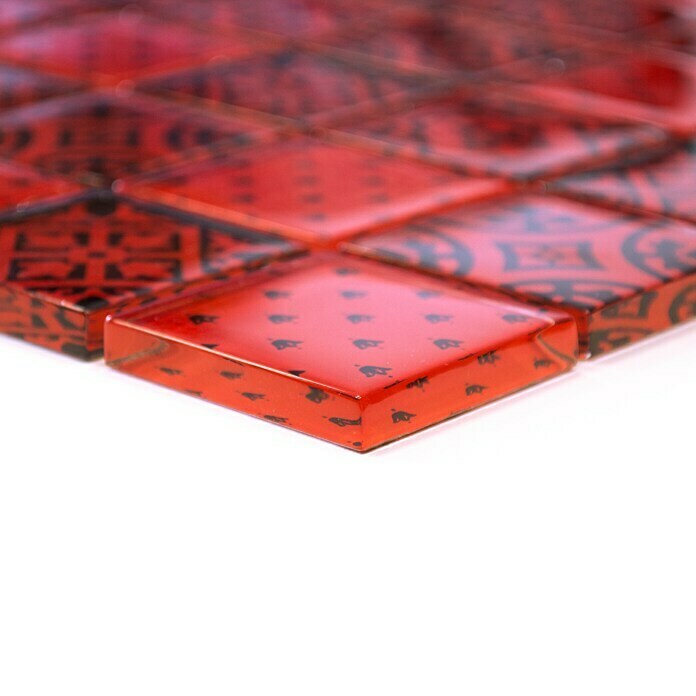 Mosaikfliese Quadrat Crystal XCM 8OP3 (30 x 30 cm, Rot, Glänzend)