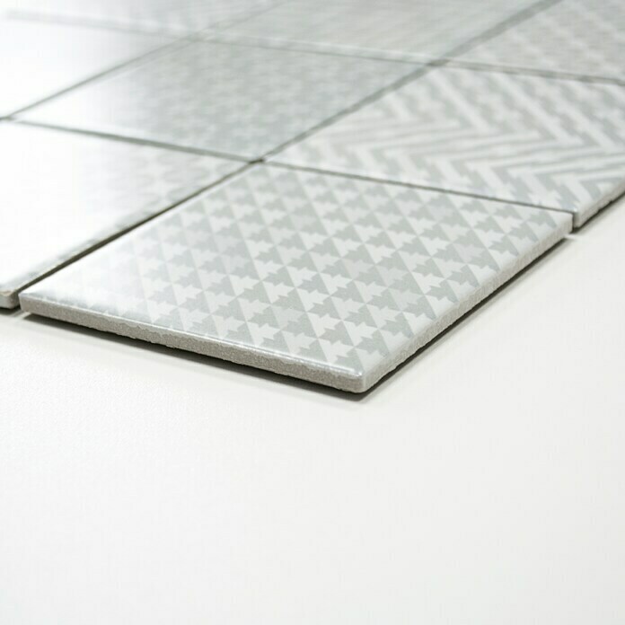 Mosaikfliese Quadrat Geo Grey GEOG (30 x 30 cm, Grau, Glänzend)
