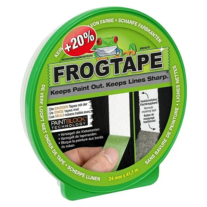 Frogtape Kreativklebeband Multi-Surface inkl. 20 % Gratis-Zugabe - 50 m x 24 mm, Grün, 1 -tlg. - Vorderansicht