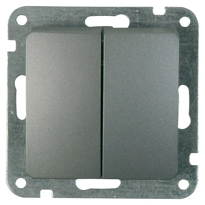 Voltomat DIVA Serienschalter - Platin, 10 A - Doppelter Lichtschalter mit metallener Einfassung.