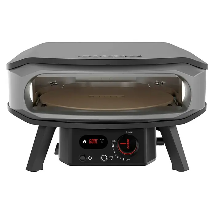 Cozze Pizzaofen Premium 17" - Grillfläche (B x T): 42,5 x 42,5 cm, 8 kW - Abbildung eines Cozze Pizzaofens mit digitaler Temperaturanzeige und Bedienfeld, ideal für die Zubereitung authentischer Pizzen.