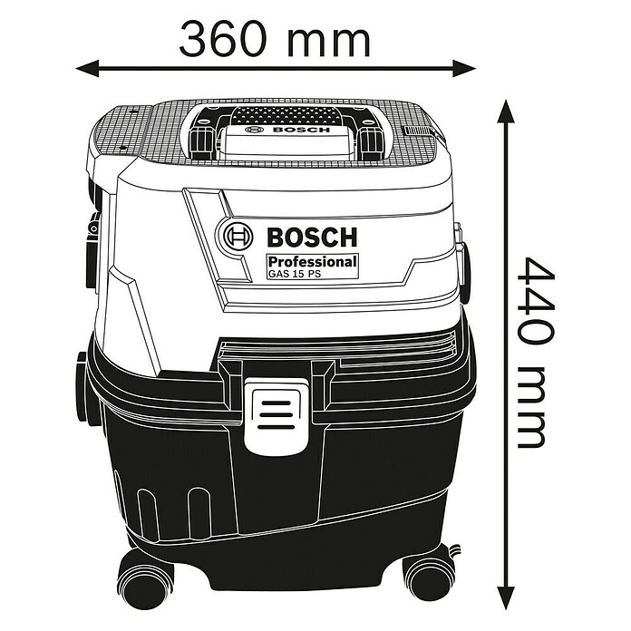 Bosch Professional Aspirador en seco y húmedo eléctrico GAS 15 PS (1.100 W, Volumen de recipiente: 10 l) | BAUHAUS