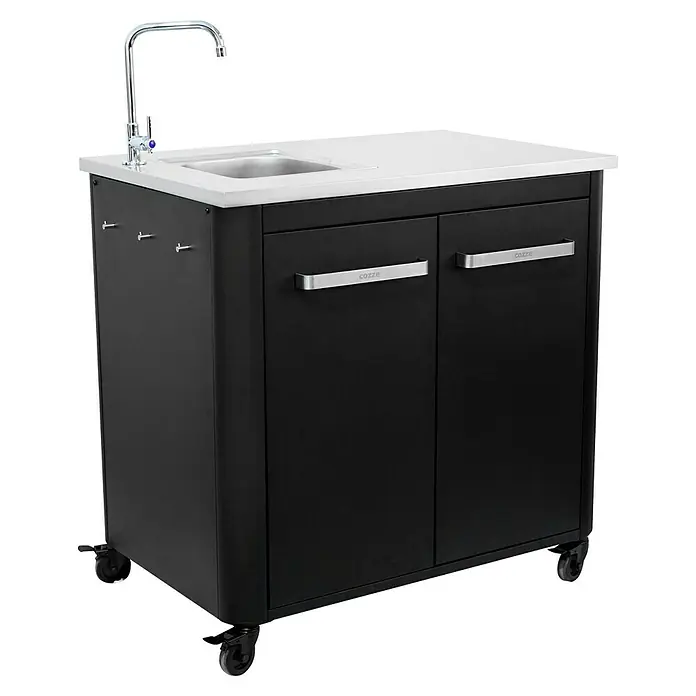Cozze Outdoorküchen-Modul Spüle - Schwarz, B x T x H: 93,5 x 67 x 90 cm - Mobiler Cozze Outdoor-Küchenschrank mit Spüle und Arbeitsplatte, ideal für die Zubereitung im Freien. Praktisch und stilvoll.