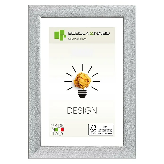 Bubola & Naibo Holzrahmen Maya - 10 x 15 cm, Silber - Silberfarbener Bilderrahmen mit dem Aufdruck Design, hergestellt in Italien, für eine stilvolle Wanddekoration.