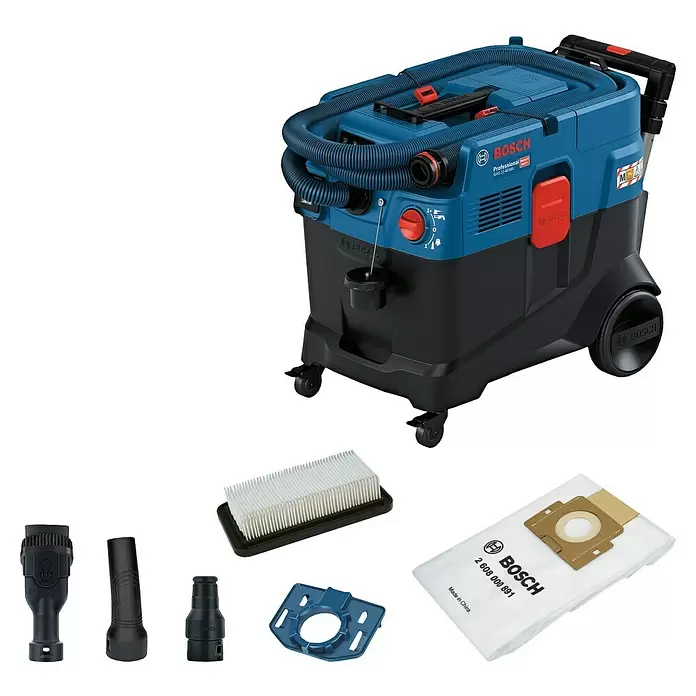 Bosch Professional Elektro-Nass- & Trockensauger GAS 12-40 MA - 1.200 W, 28 l - Blauer und schwarzer Bosch Professional Staubabsauger mit Schlauch, Düsen, Filter und Staubbeutel, mit Zubehör.