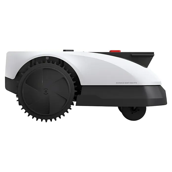 Ecovacs Goat Mähroboter O800 RTK - 800 m², Schnittbreite: 22 cm, Satellitengestützte Navigation, RTK - Nahaufnahme eines ECOVACS GOAT G800 RTK Mähroboters, der Präzision und Effizienz im Garten verspricht.