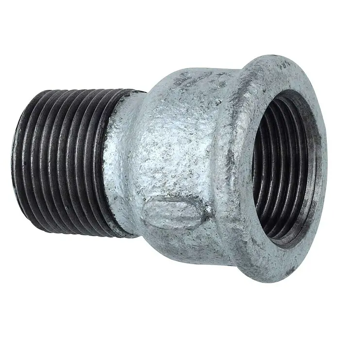 Rohrverlängerung - ½″, Länge: 40 mm - Ein verzinktes Reduzierstück aus Stahlguss, das für Rohrleitungen verwendet wird, um Rohre unterschiedlicher Größe zu verbinden.