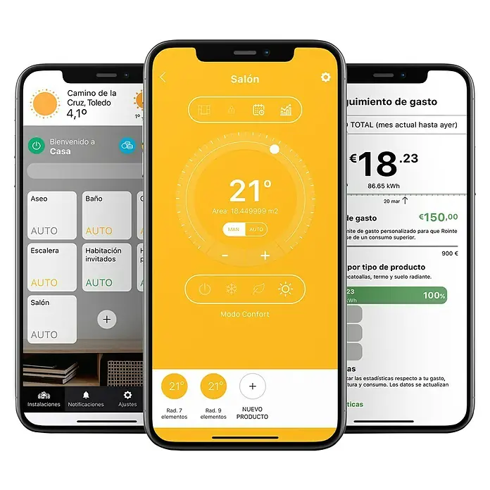 Rointe Emisor térmico Delta - 770 W, Blanco, 9,7 x 67,5 x 58,5 cm, Fluido - Interfaz de aplicación Smart Home en smartphones para controlar la calefacción y el consumo de energía.