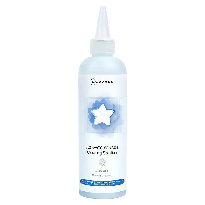 Ecovacs Fensterreinigungsroboter Winbot W2 Pro Omni SET - Tankvolumen: 60 ml, Akkulaufzeit: 110 min, Inkl. 230 ml Ecovacs Winbot Cleaning Solution - Eine Flasche ECOVACS WINBOT Reinigungsflüssigkeit "Wild Bluebell" mit Dosierspitze, ideal für streifenfreie Fensterreinigung.
