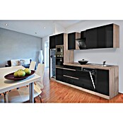 Respekta Premium Composición de cocina (Ancho: 345 cm, Con dispositivos eléctricos, Negro de alto brillo)