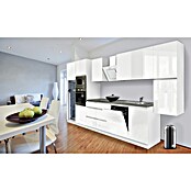 Respekta Premium Küchenzeile GLRP395HWWGKE (Breite: 395 cm, Mit Elektrogeräten, Weiß Hochglanz)