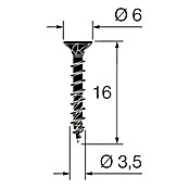 Walteco Univerzalni vijak  (Ø x D: 3,5 x 16 mm, Puni navoj, 16 Kom., Crna) | BAUHAUS