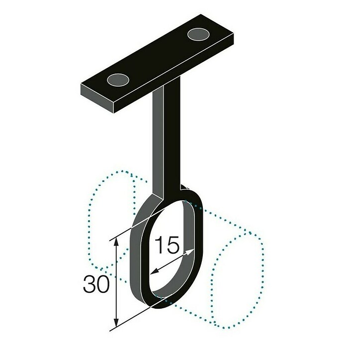 Walteco Kleiderstangenhalter (Metall, L x B x H: 75 x 46 x 11 mm) | BAUHAUS