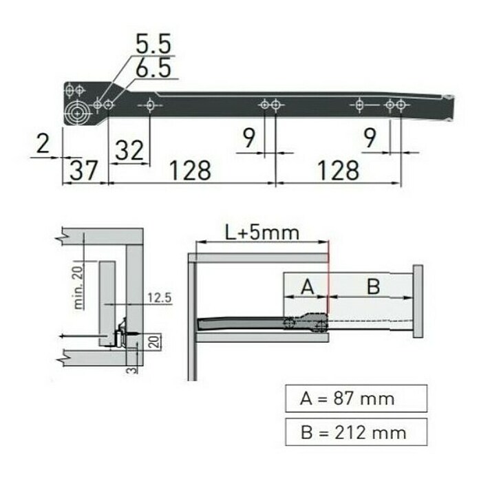 Walteco Schubladenführung (Traglast: 20 kg, Länge Schubkasten: 300 mm) | BAUHAUS